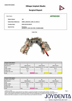 Soluciones de cirugía guiada de uso único 2 mm de espesor para la planificación de implantes digitales